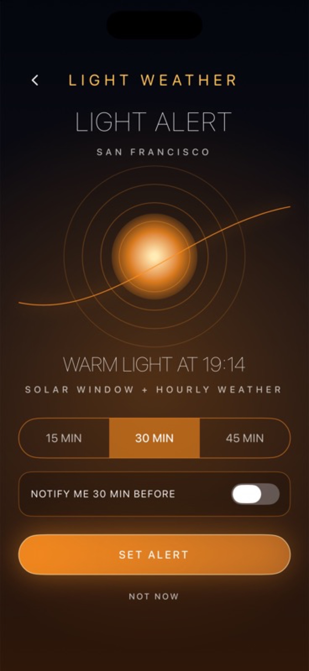 LIGHT WEATHER light alert screen