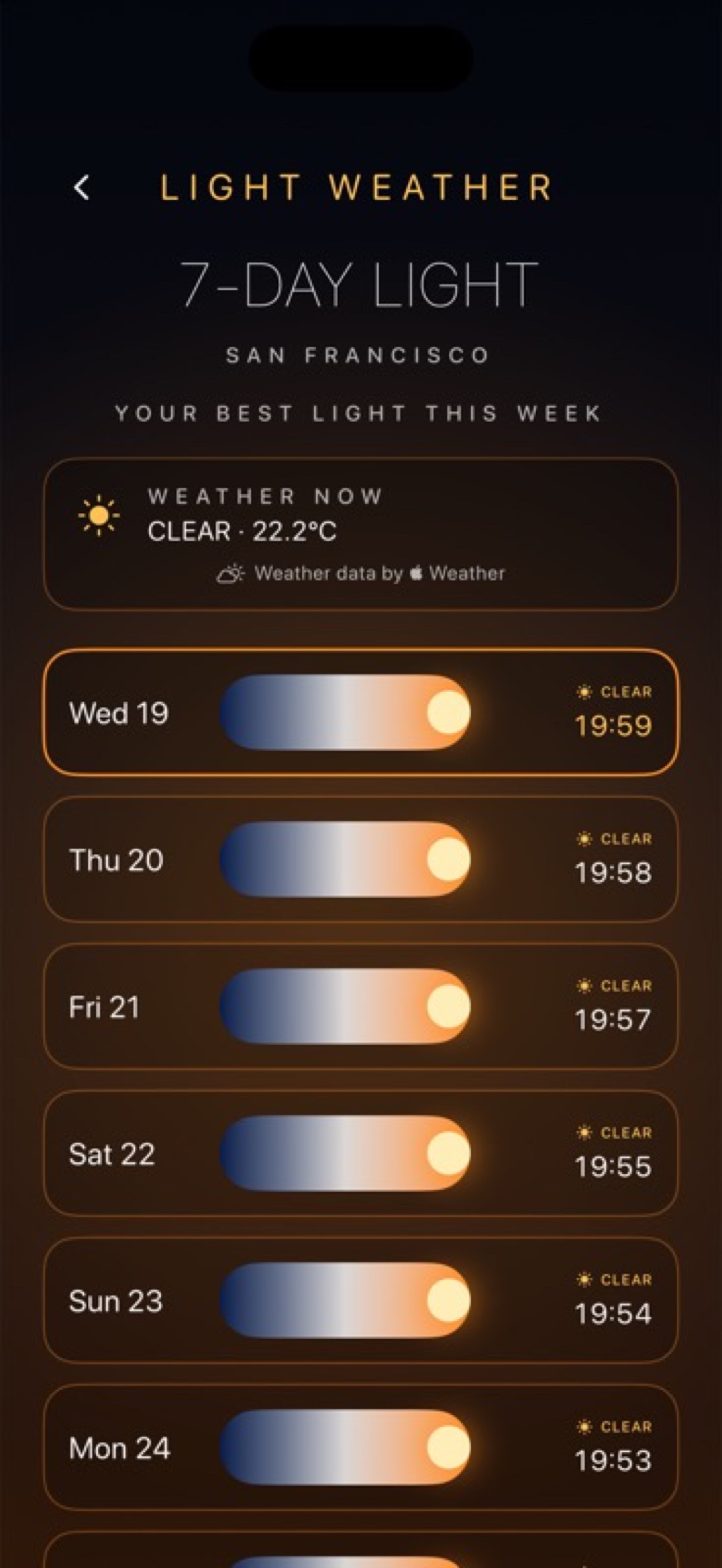 LIGHT WEATHER seven-day light screen
